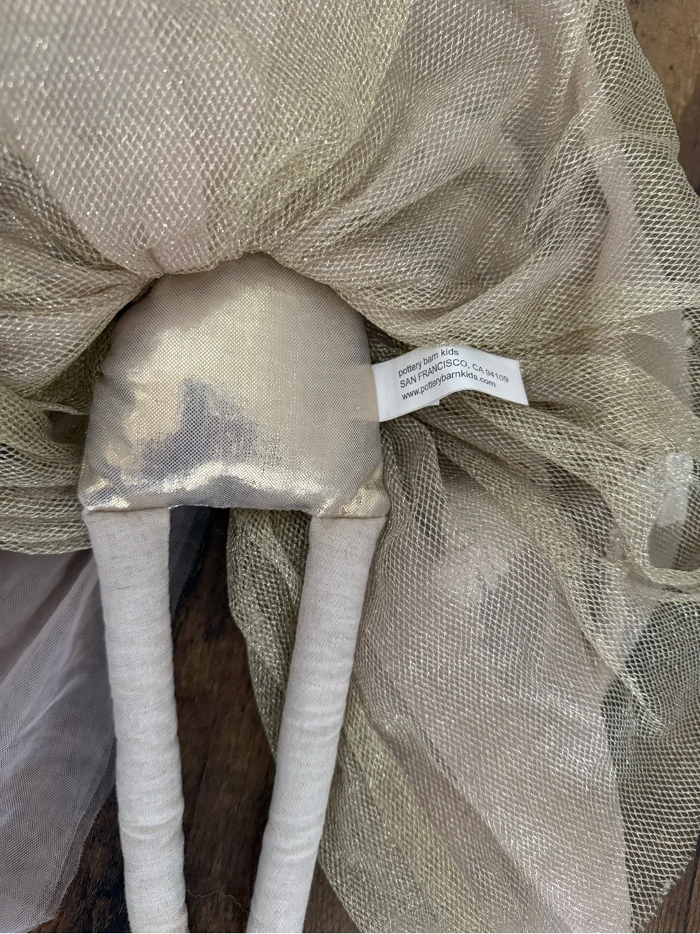 Pottery Barn Kids Cream and White Fabric Decorative Doll with Faux Fur